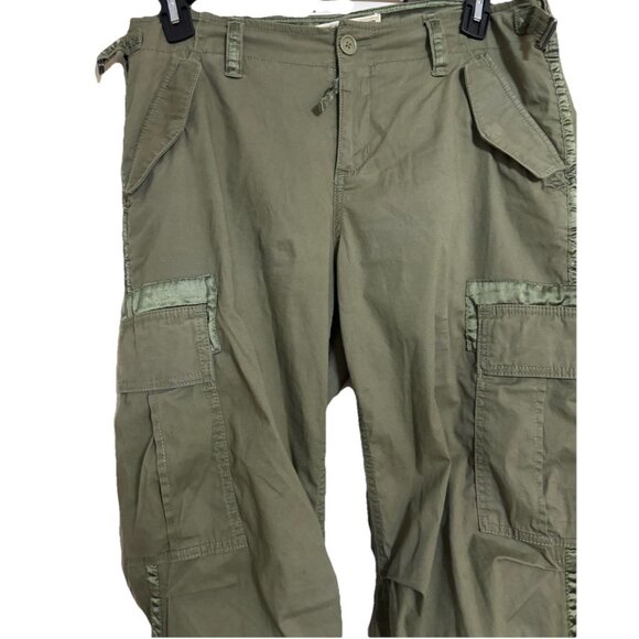 Abercrombie & Fitch Army Green Cargo Pants Sz 30 10R Military Paratrooper Y2K - Picture 3 of 6